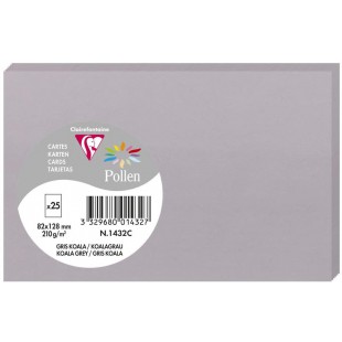 Clairefontaine 1432C - Paquet de 25 Cartes Simples - Format 8,2x12,8cm - 210g/m² - Coloris Gris Koala - Cartons d'Invitation Eve