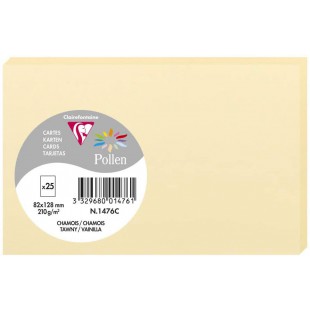 Clairefontaine 1476C - Paquet de 25 Cartes Simples - Format 8,2x12,8cm - 210g/m² - Coloris Chamois - Cartons d'Invitation Evenem