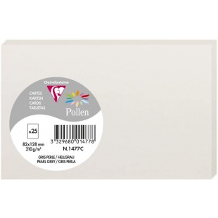 Clairefontaine 1477C - Paquet de 25 Cartes Simples - Format 8,2x12,8cm - 210g/m² - Coloris Gris perle - Cartons d'Invitation Eve