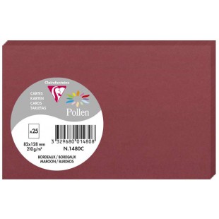 Clairefontaine 1480C - Paquet de 25 Cartes Simples - Format 8,2x12,8cm - 210g/m² - Coloris Bordeaux - Cartons d'Invitation Evene