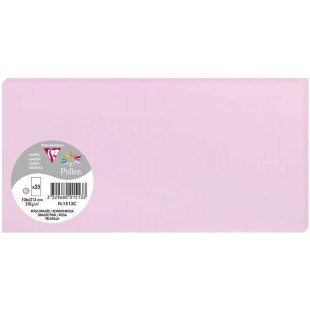 Clairefontaine 1513C - Paquet de 25 Cartes Simples - Format DL 10,6x21,3cm - 210g/m² - Coloris Rose Dragee - Cartons d'Invitatio