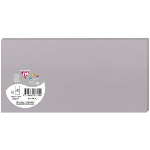 Clairefontaine 1532C - Paquet de 25 Cartes Simples - Format DL 10,6x21,3cm - 210g/m² - Coloris Gris Koala - Cartons d'Invitation