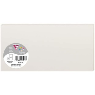 Clairefontaine 1577C - Paquet de 25 Cartes Simples - Format DL 10,6x21,3cm - 210g/m² - Coloris Gris Perle - Cartons d'Invitation