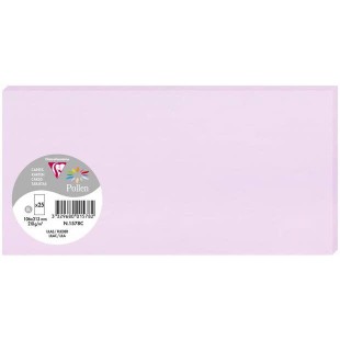 Clairefontaine 1578C - Paquet de 25 Cartes Simples - Format DL 10,6x21,3cm - 210g/m² - Coloris Lilas - Cartons d'Invitation Even