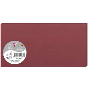 Clairefontaine 1580C - Paquet de 25 Cartes Simples - Format DL 10,6x21,3cm - 210g/m² - Coloris Bordeaux - Cartons d'Invitation E