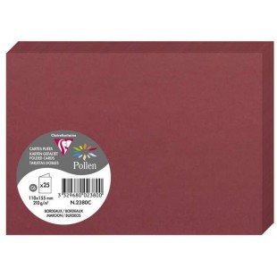 Clairefontaine 2380C - Paquet de 25 Cartes Doubles - Format C6 11x15,5cm - 210g/m² - Coloris Bordeaux - Cartons d'In