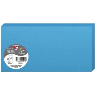 Clairefontaine 2522C - Paquet de 25 Cartes Doubles - Format DL 10,6x21,3cm - 210g/m² - Coloris Bleu Turquoise - Cartons d'Invita