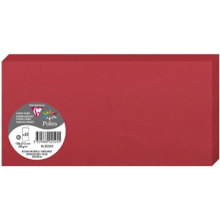 Clairefontaine 2525C - Paquet de 25 Cartes Doubles - Format DL 10,6x21,3cm - 210g/m² - Coloris Rouge Groseille - Cartons d'Invit