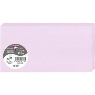 Clairefontaine 2578C - Paquet de 25 Cartes Doubles - Format DL 10,6x21,3cm - 210g/m² - Coloris Lilas - Cartons d'Invitation Even