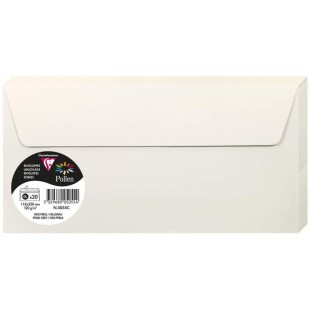 Clairefontaine 5055C - Paquet de 20 Enveloppes Auto-Adhesives - Format DL 11x22cm - 120g/m² - Coloris Gris Perle - Invitation Ev