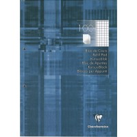 Clairefontaine 5812C - Un bloc de cours encolle grand cote 200 pages 21x29,7 cm 90g, perfore 2 trous et petits carreaux, couvert