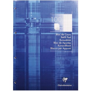 Clairefontaine 5816C Bloc de Cours Encolle Perfore Bleu electrique- A4 21x29,7 cm - 200 Pages Petits Carreaux - Papier Blanc 90 