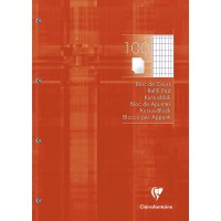 Clairefontaine 5817C Bloc de Cours Encolle Perfore Tangerine - A4 21x29,7 cm - 200 Pages Quadrillees 4x8 mm avec Marge - Papier 