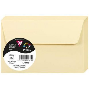 Clairefontaine 5841C - Paquet de 20 Enveloppes Auto-Adhesives - Format 9x14cm - 120g/m² - Coloris Chamois - Invitation Evenement