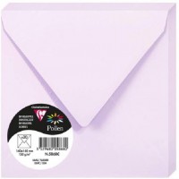 Clairefontaine 5868C - Paquet de 20 Enveloppes Gommees - Format Carre 14x14cm - 120g/m² - Coloris Lilas - Invitation Evenements 