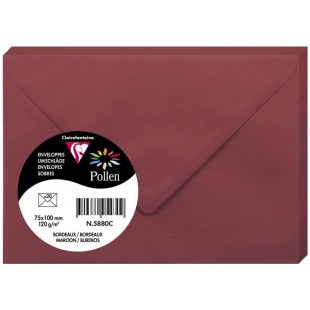 Clairefontaine 5880C - Paquet de 20 Enveloppes Gommees - Format 7,5x10cm - 120g/m² - Coloris Bordeaux - Invitation Evenements et