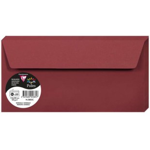 Clairefontaine 5885C - Paquet de 20 Enveloppes Auto-Adhesives - Format DL 11x22cm - 120g/m² - Coloris Bordeaux - Invitation Even