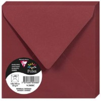Clairefontaine 5888C - Paquet de 20 Enveloppes Gommees - Format Carre 14x14cm - 120g/m² - Coloris Bordeaux - Invitation Evenemen