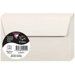 Clairefontaine 5951C - Paquet de 20 Enveloppes Auto-Adhesives - Format 9x14cm - 120g/m² - Coloris Gris Perle - Invitation Evenem