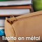 Clairefontaine 8299C - Trousse Scolaire Carre 22x4x4 cm en Veritable Cuir d'Agneau, Naturel