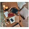Clairefontaine 8299C - Trousse Scolaire Carre 22x4x4 cm en Veritable Cuir d'Agneau, Naturel