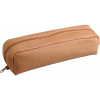 Clairefontaine 8300C - Trousse Scolaire Rectangulaire 22x5x3 cm en Cuir Veritable, Beige