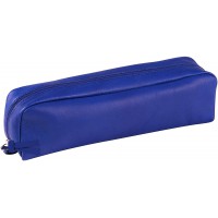 Clairefontaine 8318C - Trousse Scolaire Rectangulaire 21x4x6cm en Veritable Cuir, Bleu