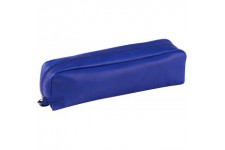 Clairefontaine 8318C - Trousse Scolaire Rectangulaire 21x4x6cm en Veritable Cuir, Bleu
