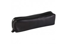 Clairefontaine 8321C - Trousse Scolaire Rectangulaire 21x4x6 cm en Cuir Veritable, Noir