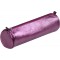 Clairefontaine 8689C - Trousse Scolaire Cuirise Ronde Ø5,5x22 cm en Veritable Cuir irise, Cerise