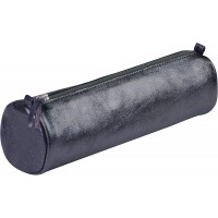 Clairefontaine 8694C - Trousse Scolaire Cuirise Ronde Ø5,5x22 cm en Veritable Cuir irise, Petrole
