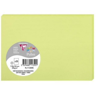 Clairefontaine 11350C - Paquet de 25 Cartes Simples - Format C6 11x15,5cm - 210g/m² - Coloris Vert Bourgeon - Cartons d'Invitati