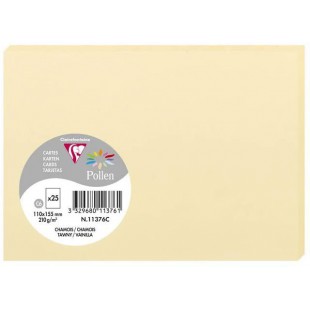 Clairefontaine 11376C - Paquet de 25 Cartes Simples - Format C6 11x15,5cm - 210g/m² - Coloris Chamois - Cartons d'Invitation Eve