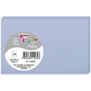 Clairefontaine 11439C - Paquet de 25 Cartes Simples - Format 8,2x12,8cm - 210g/m² - Coloris Bleu Lavande - Cartons d'Invitation 