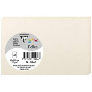 Clairefontaine 11486C - Paquet de 25 Cartes Simples - Format 8,2x12,8cm - 210g/m² - Coloris Ivoire Irise - Cartons d'Invitation 