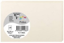 Clairefontaine 11486C - Paquet de 25 Cartes Simples - Format 8,2x12,8cm - 210g/m² - Coloris Ivoire Irise - Cartons d'Invitation 