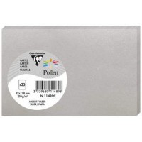 Clairefontaine 11489C - Paquet de 25 Cartes Simples - Format 8,2x12,8cm - 210g/m² - Coloris Argent - Cartons d'Invitation Evenem