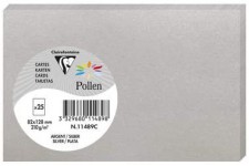 Clairefontaine 11489C - Paquet de 25 Cartes Simples - Format 8,2x12,8cm - 210g/m² - Coloris Argent - Cartons d'Invitation Evenem