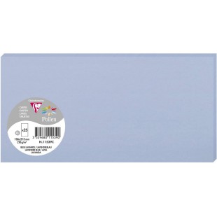 Clairefontaine 11539C - Paquet de 25 Cartes Simples - Format DL 10,6x21,3cm - 210g/m² - Coloris Bleu Lavande - Cartons d'Invitat