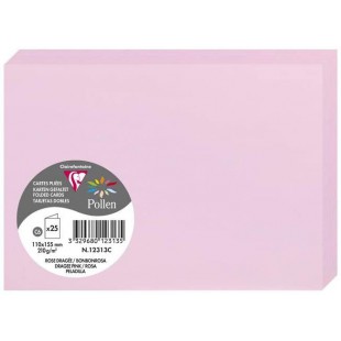 Clairefontaine 12313C - Paquet de 25 Cartes Doubles - Format C6 11x15,5cm - 210g/m² - Coloris Rose Dragee - Cartons d'Invitation