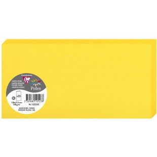 Clairefontaine 12523C - Paquet de 25 Cartes Doubles - Format DL 10,6x21,3cm - 210g/m² - Coloris Jaune Soleil - Cartons d'Invitat