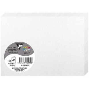 Clairefontaine 12585C - Paquet de 25 Cartes Doubles - Format C6 11x15,5cm - 210g/m² - Coloris Blanc Irise - Cartons d'Invitation