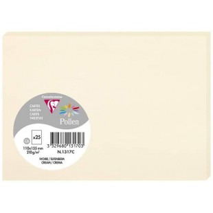 Clairefontaine 1317C - Paquet de 25 Cartes Simples - Format C6 11x15,5cm - 210g/m² - Coloris Ivoire - Cartons d'Invitation Evene
