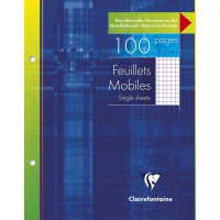 CLAIREFONTAINE - Feuillets mobiles 17x22 100 pages 5x5. perfores, papier Velin veloute 90g