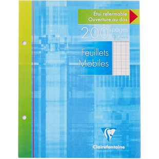 Clairefontaine 1351C Un etui de Feuillets Mobiles Perfores - 17x22 cm - 200 Pages Grands Carreaux - Papier Blanc 90 g - etui Reu