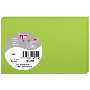 Clairefontaine 1421C - Paquet de 25 Cartes Simples - Format 8,2x12,8cm - 210g/m² - Coloris Vert menthe - Cartons d'Invitation Ev