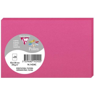 Clairefontaine 1424C - Paquet de 25 Cartes Simples - Format 8,2x12,8cm - 210g/m² - Coloris Rose Fuchsia - Cartons d'Invitation E