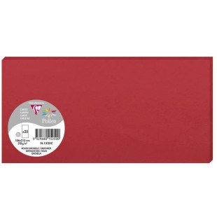 Clairefontaine 1525C - Paquet de 25 Cartes Simples - Format DL 10,6x21,3cm - 210g/m² - Coloris Rouge Groseille - Cartons d'Invit