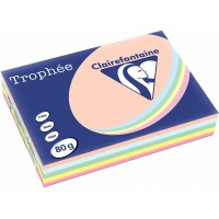 Clairefontaine Trophee Ramette de 500 feuilles papier couleur 80 g A4 Pastel Rose Canari Vert Bleu Saumon