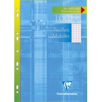 Clairefontaine 1731C - Un etui carton 100 pages Feuillets mobiles perfores 21x29,7 cm 90g grands carreaux